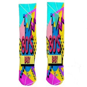 80s Retro Sublimated 360 Adult Crew Socks